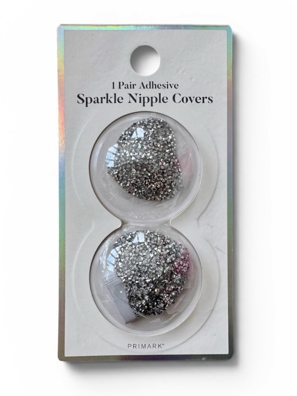 NWT Primark Silver Glitter Heart Pasties Rhinestone Nipple Covers OS